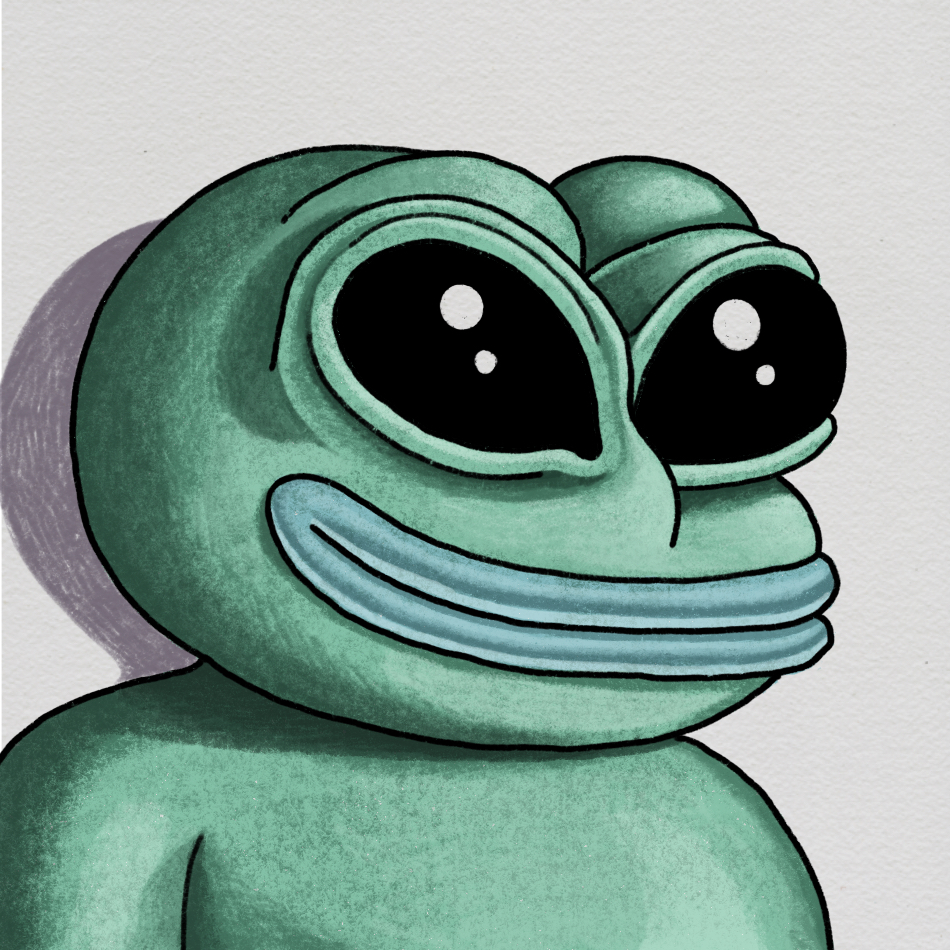 Matt Furie, ZOGZ Family Alien Pepe (token #103) — sage-green pepe with large black almond eyes